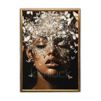 Impression d'art moderne sur toile « Rêve de papillon doré » avec cadre 40x50cm, impression numérique, best-seller