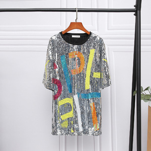 Maglia da calcio personalizzata WINGTU da donna <span class=keywords><strong>con</strong></span> <span class=keywords><strong>paillettes</strong></span>, maglia lunga da festa <span class=keywords><strong>con</strong></span> <span class=keywords><strong>paillettes</strong></span> brillanti - Product Image 5
