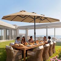 Parasol de terrasse double face de 4,5 m avec lumières LED solaires et base robuste – Idéal pour usage commercial
