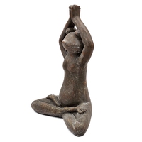 29,2x16,5x38,1 cm Frosch-Gartendekoration Braune Magnesium-Yoga-Froschfigur in Namaste-Posen mit Goldakzenten