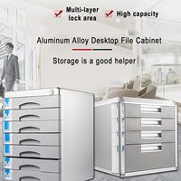 Archivador de Almacenamiento de Archivos GLosen Multifuncional de Aleación de Aluminio, con Ruedas, Bloqueable, de Tres Niveles, Personalizable, con Acabado Brillante, para Oficina