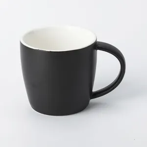 OEM Màu Logo Sứ Đen Bên Ngoài Trắng Bên Trong 300Ml Matt Mug