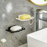 Support mural moderne pour savon, sans perçage, étanche et durable, avec égouttoir et crochet, pour rangement et organisation dans la salle de bain