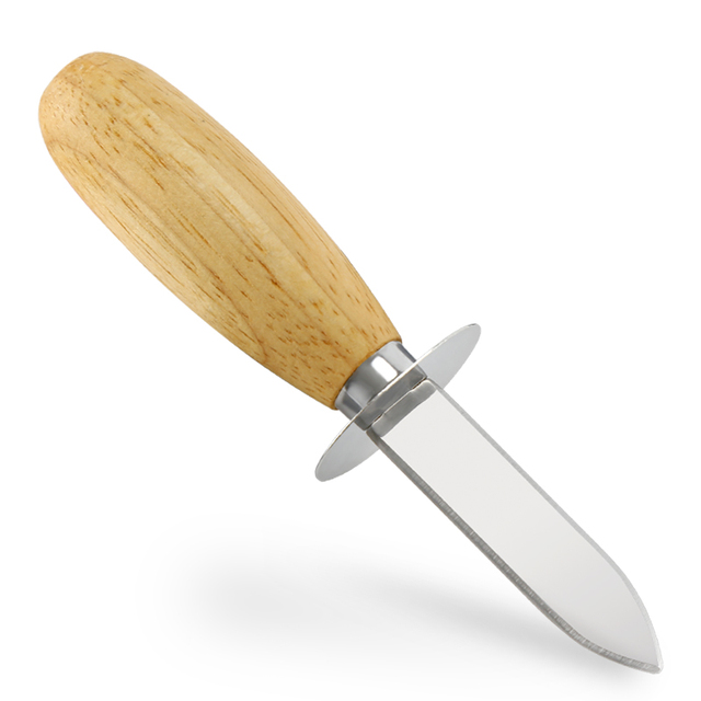 Hot Selling Sturdy Stainless Steel Shellfish Shucking Knife with Wood Handle Premium Metal Tool