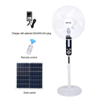 Ventilateur de sol solaire rechargeable 16 pouces, 15000 mAh, portable, avec 3 vitesses, lumière anti-moustiques et sortie USB