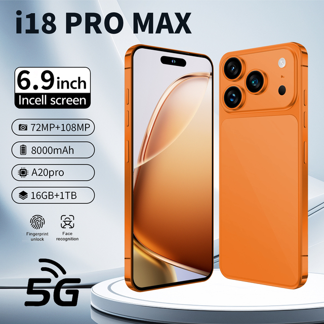 18 PRO MAX 5G Octa Core HD 120Hz Display English Android 15 LTE 16+1TB 108MP 7.3" OLED Smartphone French/Spanish