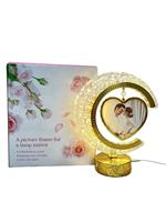 Lampe de table créative avec cadre photo, décor photo, souvenir de mariage, base en métal doré électroplaqué, logo personnalisé