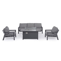Ensemble de salon de jardin en métal imperméable pour patio, avec table de foyer, ensemble de sièges pour cour