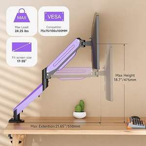 Support d'écran unique réglable pour moniteurs <span class=keywords><strong>de</strong></span> 13 à 32 pouces, <span class=keywords><strong>bras</strong></span> <span class=keywords><strong>de</strong></span> <span class=keywords><strong>moniteur</strong></span> avec fixation VESA, base à pince et passant <span class=keywords><strong>de</strong></span> câble, compatible avec les moniteurs <span class=keywords><strong>de</strong></span> 4,4 à 19,8 lb - Product Image 4