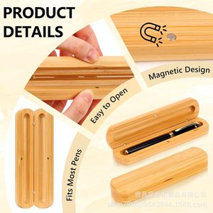 Estuche de Madera para Pluma Estilográfica, Caja de Almacenamiento Individual con Diseño Magnético, Caja de Regalo de Oficina para Hombres y Mujeres, Madera de Bambú - Product Image 1