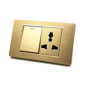 <span class=keywords><strong>Zsun</strong></span> Goldfarben 220V Multi 3-Pin Stromschalter-Steckdose - Product Image 1