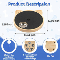 Planche à gratter rotative en bois massif pour chiens, avec gamelle en acier inoxydable et jouet puzzle interactif pour l'enrichissement des chiens