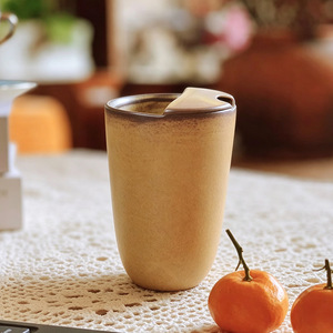 Taza de Café de Cerámica, Diseño Retro Moderno, Compatible con Pajitas, Elegante y Práctica para Hoteles, Casas de Huéspedes y Tiendas de Té con Leche - Product Image 2