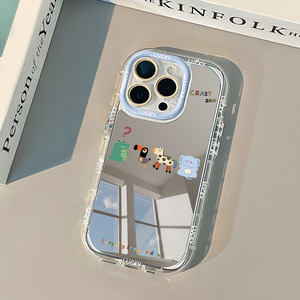 Coque de téléphone mignonne avec miroir de maquillage motif animal de dessin animé pour <span class=keywords><strong>iPhone</strong></span> 11 12 <span class=keywords><strong>13</strong></span> 14 15 16 17 Pro/Pro Max – Pack d'accessoires pratiques - Product Image 2