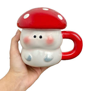 Dragon Nest Mushroom Ceramic <b>Mug</b> With Lid 401-500ml Large Capacity For Home Couples Gift - Product Image 4