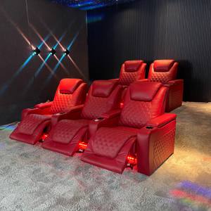 Ensemble de meubles de cinéma maison confortables à haut sens en cuir véritable élégant populaire pour l'équipement de charge d'utilisation de salle de cinéma - Product Image 6