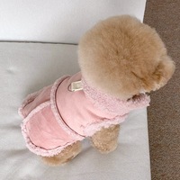 Veste rose très vendue en gros, vêtements d'hiver, manteau chaud pour chien avec col en fourrure