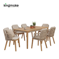 Ensemble de mobilier d'extérieur en rotin tressé, ensemble de jardin en teck imperméable, ensemble de salle à manger en bois durable et luxueux pour hôtel et patio