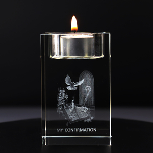 Portacandele a luce da tè in cristallo centrotavola votiva per candelabri 3D con incisione Laser per natale - Product Image 3