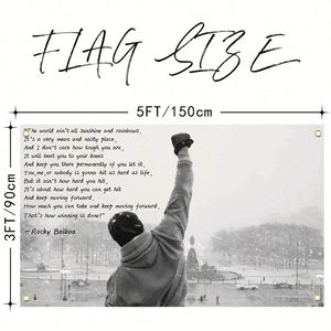 Drapeau inspirant et motivant avec citation de Rocky Balboa « Sunshine and Rainbows », 3x5 pieds, avec œillets en laiton brillant, pour décoration extérieure - Product Image 2