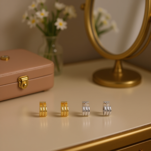 Klara Fine Clip On <b>Earrings</b> Gold Silver Acero 6mm 12 Pcs Set - Product Image 3