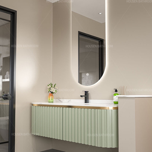 <span class=keywords><strong>Mobile</strong></span> <span class=keywords><strong>Bagno</strong></span> Sospeso di Lusso con Lavabo, Quercia Curvata, Griglia, di Buona Qualità, su Misura - Product Image 6