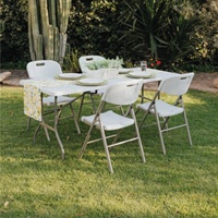 6 Fuß Großhandel Camping Garten Outdoor Essbereich Weiße 6ft Rechteckige Kunststoff-Klapptische und Stühle Set für Veranstaltungen