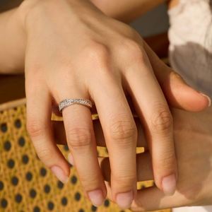Dylam Stylish Fine Jewelry 925 Sterling <b>Silver</b> Rhodium Plated <b>Eternity</b> Band 5A Zirconia Interlock Geometric Women Jewelry <b>Rings</b> - Product Image 5
