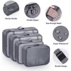 Échantillon gratuit : organiseur de vêtements en mesh avec logo personnalisé, lot de 8 pièces, organiseur de bagages de voyage, ensemble de cubes de rangement - Product Image 3
