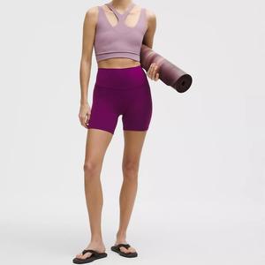 Nouveaux shorts de sport pour femmes à taille haute, pour la gym, le fitness, le yoga, la course en extérieur, avec fermeture élastique, en nylon/spandex uni, style cycliste - Product Image 2