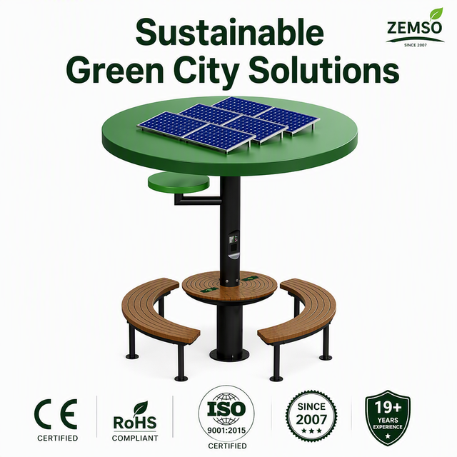 Innovative Multi Functional Smart Street Bench Solar Energy Charging Hub With Phone Wireless Charger for Urban Park