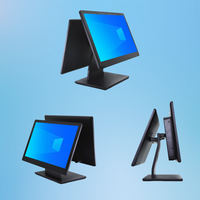 Terminal de Punto de Venta con Pantalla Táctil LED Dual de 15.6 Pulgadas, Sistema de Caja Registradora Inteligente, Pantalla Ultrafina