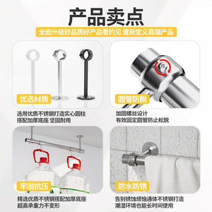 Stainless Steel Clothes <b>Drying</b> Rod Round Wall Mounted Thickened Base Outdoor Balcony Use - Product Image 1