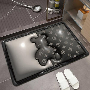 Alfombra de baño Cool Bear con diseño de oso a rayas en 3D, rectangular, absorbente, antideslizante, de fibra de poliéster, diseño de dibujos animados - Product Image 2