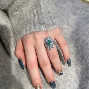 Bague de mode en argent pur S925, forme ovale antique, bleu Palaiba de Vegas, bleu mer, avec incrustation certifiée - Product Image 4