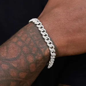 Hip Hip Jewelry Men's 10mm CZ Gold Filled Diamond Cuban Chains Bracelet Icy Bling Miami Cuban Link Bracelet