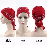 Topi Kerudung Bajak Laut Katun Murni, Bernapas, Menyerap Keringat, Motif Bunga Mete, Rajutan Tipis, Gaya Etnik, Durag