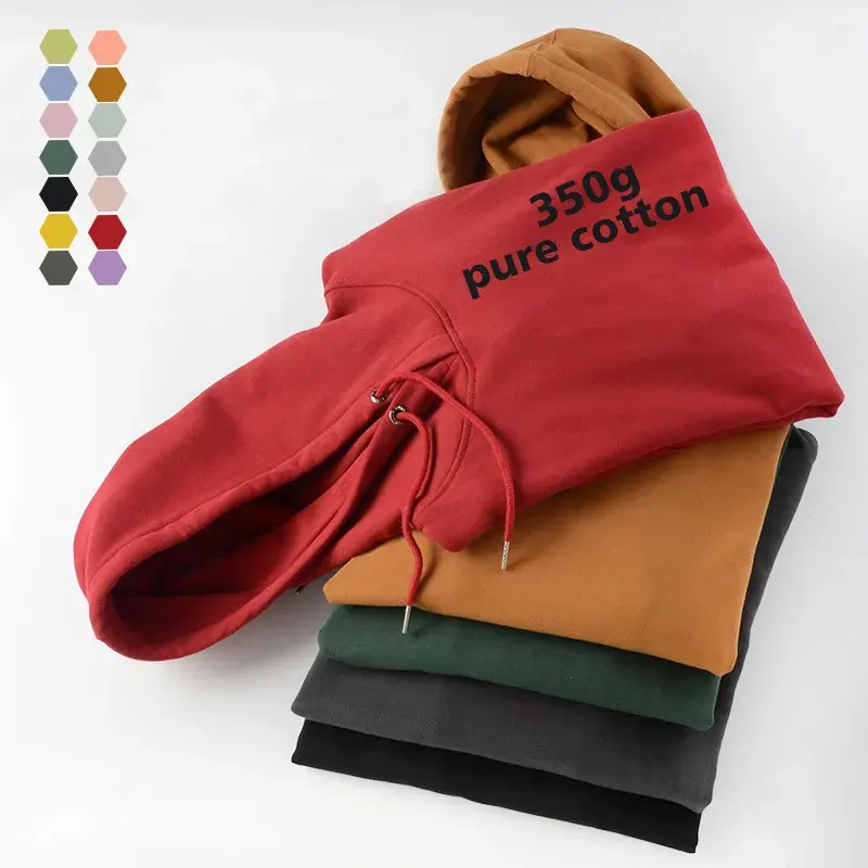 Bán Buôn Chất Lượng Cao Người Đàn Ông Của Hoodies 350GSM 100% Chải Kỹ Mùa Đông Áo Khoác Người Đàn Ông Bông Vải Tùy Chỉnh In Ấn Logo Trống Giản Dị Áo