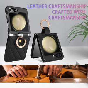 Forsamsung Galaxy Z Lật 3 4 5 6 Điện thoại di động sang trọng kẻ sọc da mềm chống rơi Nhẫn Chủ Lady trường hợp - Product Image 5