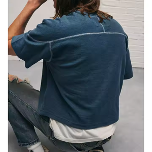 T-shirt Homme Oversize en Coton <span class=keywords><strong>Col</strong></span> Rond, Coupe Épaules Tombantes, Style Streetwear Rétro, Lavage Intense, Personnalisable, Haute Qualité - Product Image 5