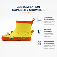 Bottes de pluie en caoutchouc 3D pour enfants, imperméables, antidérapantes, avec motif de dinosaure, chaussures de pluie pour tout-petits avec languette de traction pour garçons et filles