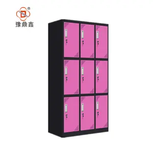 durable furniture steel closet gym/school/bathroom used storage luggage metal almirah 9 door locker