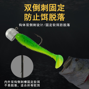 Hameçon Ned Micro Hook Double Backspin Root Hook 1.5g 2.5g 3.5g Tête Plombée Noire pour Pêche au Bar en Eau Douce - Product Image 4