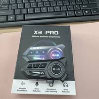 Casque X3 Pro sans fil pour écouteurs, lumière d'ambiance RGB, suppression du bruit, interphone 2 personnes, double microphone, moto