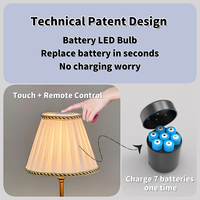 Lampe de table sans fil pour événement de mariage Base en cristal Couvercle de lampe en tissu Personnaliser Batterie rechargeable Lampe de table à DEL tactile