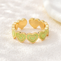 JS17 Candy Color Drip Oil Enamel Liefdeshart Open Ring 18K Goud Verguld Verstelbare Stapelbare Vinger Ringen Zoete Multi Hartjes Band