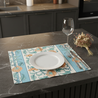 Ensemble de 4 sets de table carrés modernes en coton et lin, écologiques, pour salle à manger et cuisine, vente en gros directe d'usine en stock