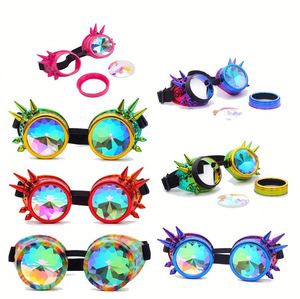 Wholesale Men Women Rivet Steampunk Goggles Cosplay Crystal Lenses Kaleidoscope <b>Rainbow</b> Glasses - Product Image 6