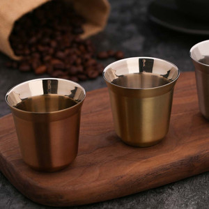 Tasse à café expresso à <span class=keywords><strong>Double</strong></span> <span class=keywords><strong>paroi</strong></span> en acier inoxydable, 2.7 OZ, gobelet à vin, de bière, de teinte, 10 unités - Product Image 2