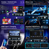 Lecteur MP5 pour voiture Podofo Single Din 7 pouces, Carplay sans fil, Android Auto, autoradio rétractable, Bluetooth, FM, Type-C/USB, OEM/ODM